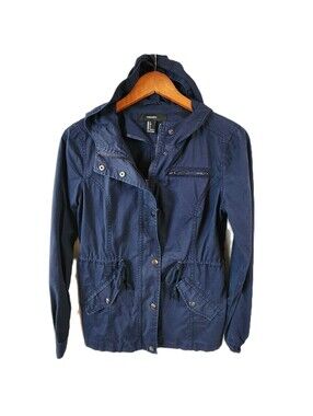Forever 21 Anorak Utility Jacket Women Small Navy Blue Cotton